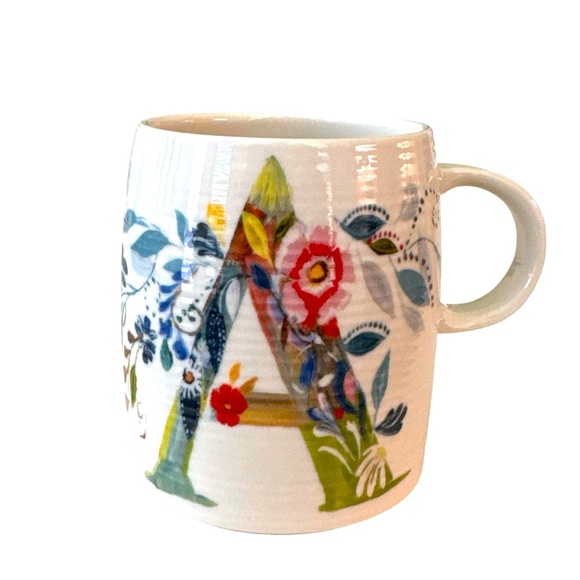 Anthropologie Starla M Halfmann Monogram Letter A Petal Palette Coffee Tea Mug - Picture 1 of 9